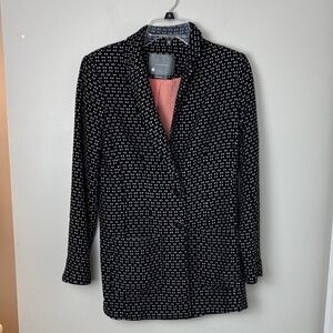 Anthropologie Filipa Black and White Textured Blazer with Pink Lining - S